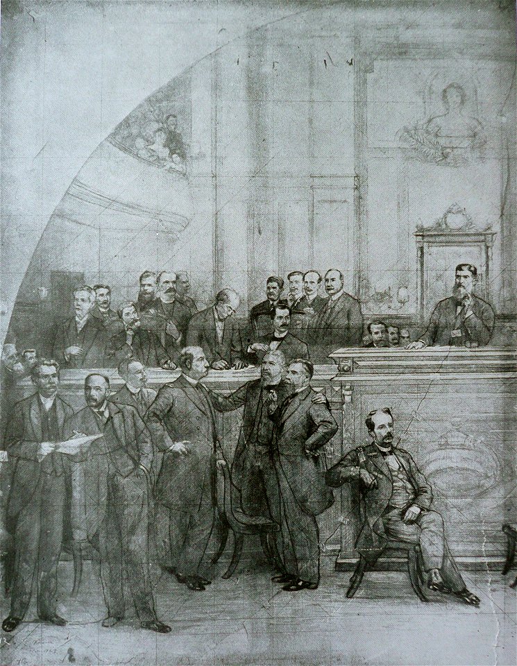 EliseuVisconti-D741-Assinatura da Constituição de 1891 – Cartão (lado esquerdo) da mesa diretora da Assembleia Legislativa do Rio de Janeiro – Palácio Tiradentes