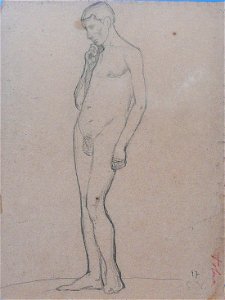 EliseuVisconti-D486V-Nu com a mão no queixo – verso da obra D486