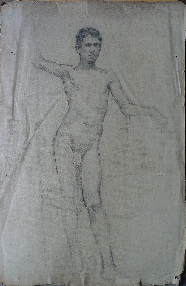 EliseuVisconti-D496V-Nu masculino de frente – verso da obra D496