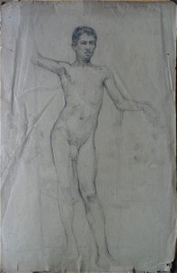 EliseuVisconti-D496V-Nu masculino de frente – verso da obra D496