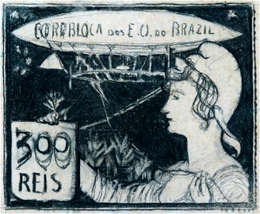 EliseuVisconti-D811-A Aeronáutica – Estudo para selo integrante da coleção vencedora do concurso dos Correios de 1904