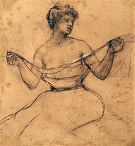 EliseuVisconti-D710-Mulher com Véu – Estudo de detalhe para o triângulo do teto sobre a plateia do Theatro Municipal do Rio de Janeiro
