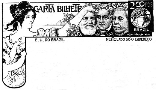 EliseuVisconti-D855-Carta-bilhete para o interior – Fundação da Nacionalidade Brasileira – Projeto para carta-bilhete integrante da coleção vencedora do Concurso dos Correios de 1904