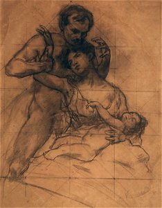 EliseuVisconti-D720-Casal com criança – Estudo de detalhe para o primeiro friso sobre o proscênio do Theatro Municipal do Rio de Janeiro