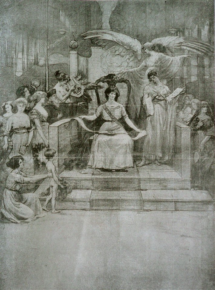 EliseuVisconti-D738-Glorificação do Poder Legislativo – Cartão para o painel central do tríptico “Deveres da Cidade” do Palácio Pedro Ernesto – Rio de Janeiro
