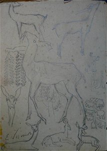 EliseuVisconti-D962V-Cervos – Desmembrado de um caderno de anotações – verso da obra D962