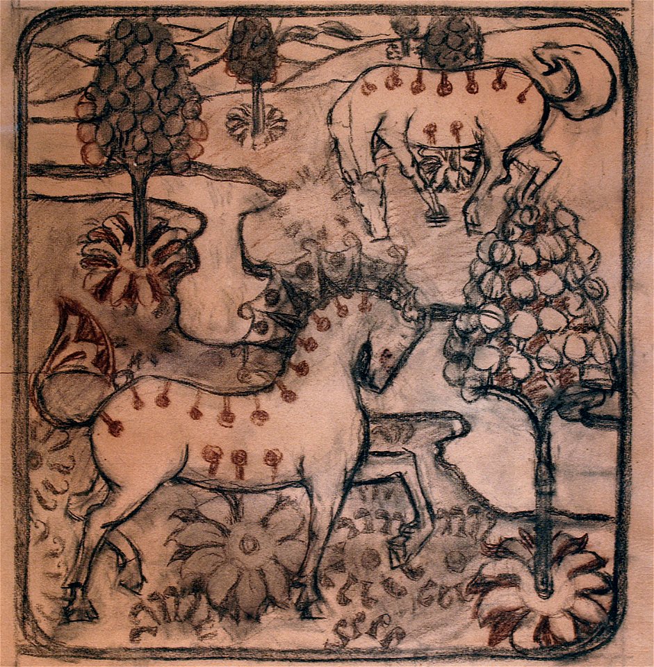 EliseuVisconti-D839-Cavalos – Estudo para tapeçaria ou papel de parede (1)