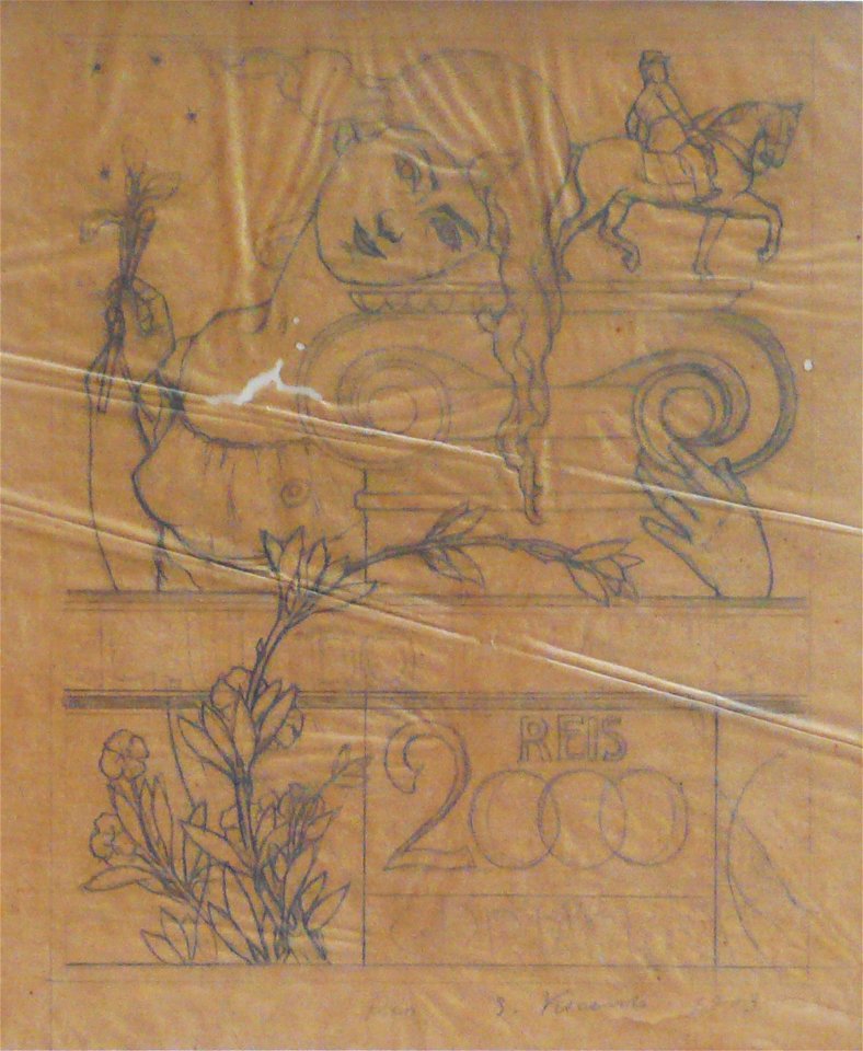 EliseuVisconti-D867-As artes – Estudo preliminar para selo integrante da coleção vencedora do concurso dos Correios de 1904