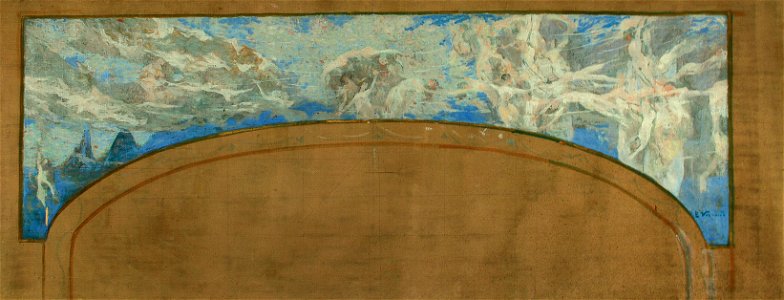 EliseuVisconti-P702-As Nove Musas Recebem as Ondas Sonoras – Estudo para o segundo friso do Proscênio do Theatro Municipal do Rio de Janeiro