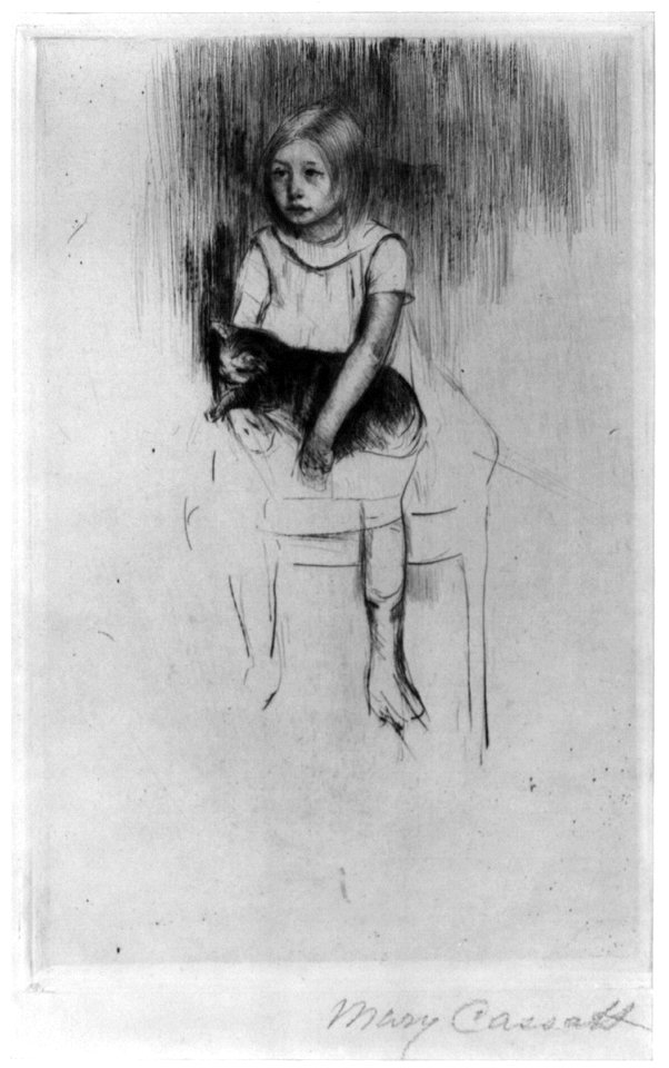 Ellen holding a cat, looking left LCCN2002706085