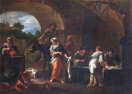 Elizabeth Cust (1776-1858) - Laundresses Washing Clothes at a Fountain (after Jan Miel) - 436018 - National Trust