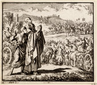 Eliza en de Syrische legers aan weerszijden van de verschijning van de hemelse heirscharen met vlammende wagens, objectnr A 48204