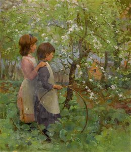 Elizabeth Adela Forbes - The Orchard. Free illustration for personal and commercial use.