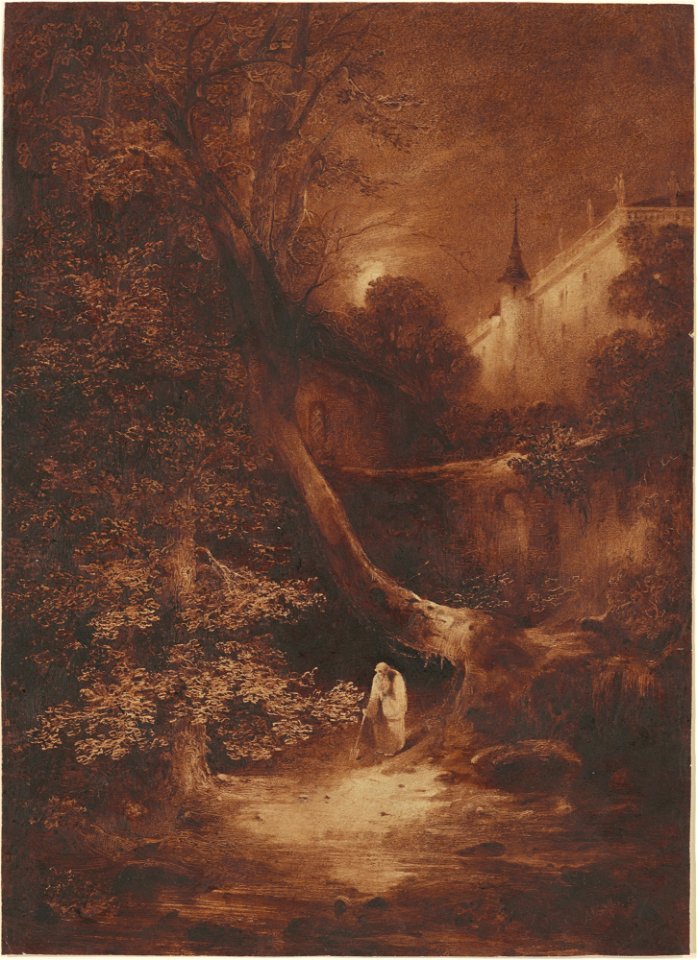 Julius Albert Elsasser - Fantastische Mondscheinlandschaft mit Mönch