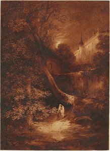 Julius Albert Elsasser - Fantastische Mondscheinlandschaft mit Mönch