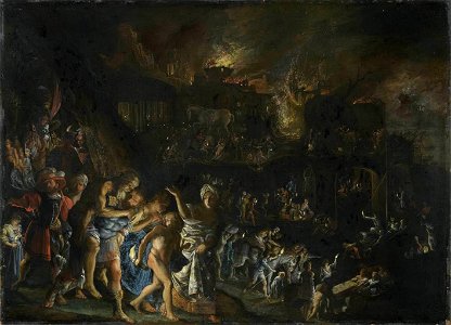 Adam Elsheimer - The Burning of Troy - WGA7505. Free illustration for personal and commercial use.