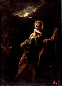 Saint Christopher Carrying the Infant Christ Elsheimer. Free illustration for personal and commercial use.