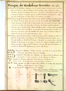 Eléments métalliques de pompe de cale Godefroy XVIIIè siècle