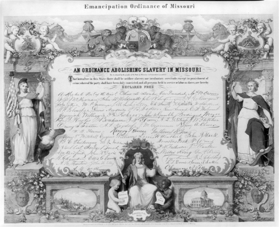 Emancipation Ordinance of Missouri. An ordinance abolishing slavery in Missouri LCCN2004665364