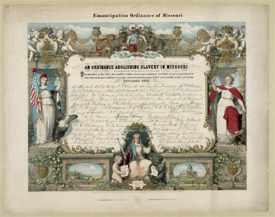Emancipation Ordinance of Missouri. An ordinance abolishing slavery in Missouri - E. Knobel. LCCN2004665364