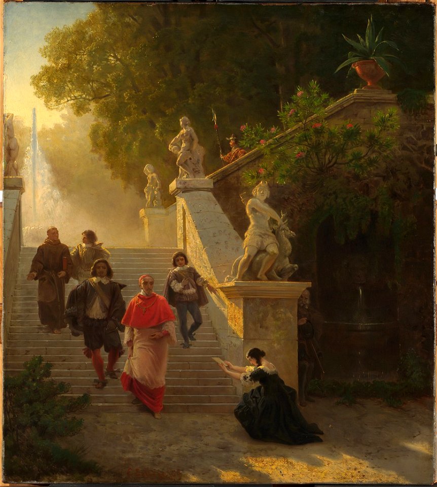 Emanuel Gottlieb Leutze - A Cardinal and his Entourage in a Park - 1978.573 - Fogg Museum