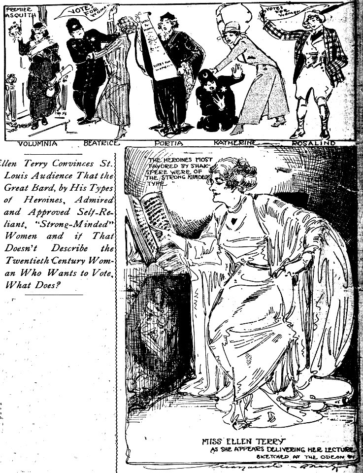 Ellen Terry and four Shakespeare characters as sketched by Marguerite Martyn, 1910