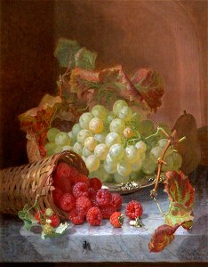 Eloise Harriet Stannard (1829-1914) - Still Life with Grapes and with Raspberries Spilling out of a Basket - 119647 - National Trust