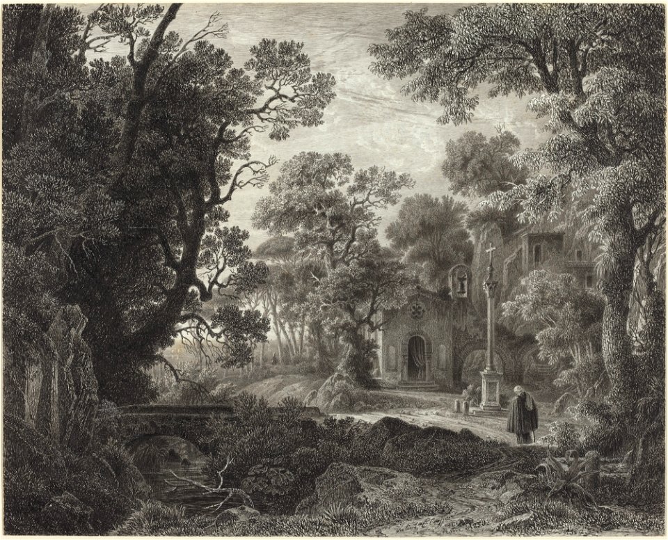 Julius Albert Elsasser - Eine Waldkapelle am Abend