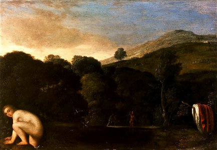 Adam Elsheimer - Nymph Fleeing Satyrs - WGA7502. Free illustration for personal and commercial use.