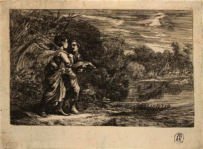 Adam Elsheimer - Tobias und der Engel (Johnson Museum of Art). Free illustration for personal and commercial use.