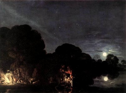 Flucht nach Ägypten, Adam Elsheimer (1609). Free illustration for personal and commercial use.