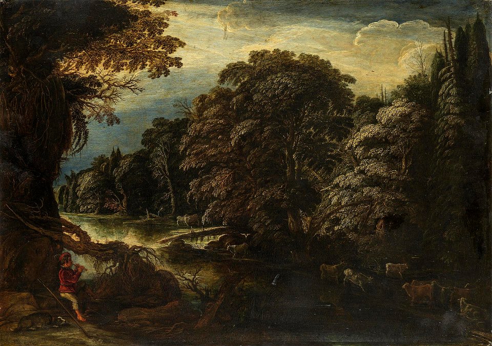 Adam Elsheimer (Umkreis) - Bewaldete Flusslandschaft
