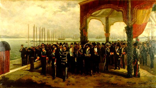 Embarque del rey Amadeo en el puerto de Spezia obra de Luis Alvarez Catala