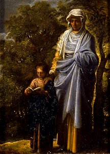 Adam Elsheimer - The Virgin and St Anne. Free illustration for personal and commercial use.