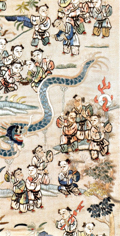 Embroidered band, 20th century china, silk, satin weave embroidery