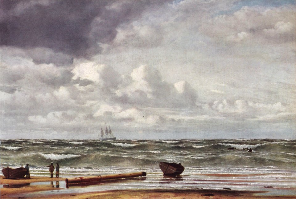 Emanuel Larsen - Udsigt over Vesterhavet i stormfuldt vejr - 1852