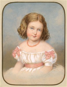 Emanuel Thomas Peter Bildnis eines kleinen Mädchens in weißem Kleid mit rosa Schleifen
