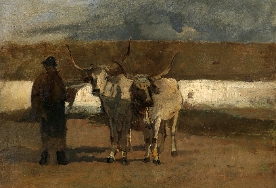 Emil Jakob Schindler Bauer mit Ochsengespann