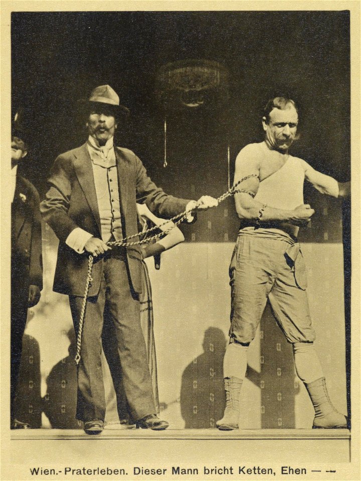 Emil Mayer Wien-Praterleben Dieser Mann bricht Ketten c1910