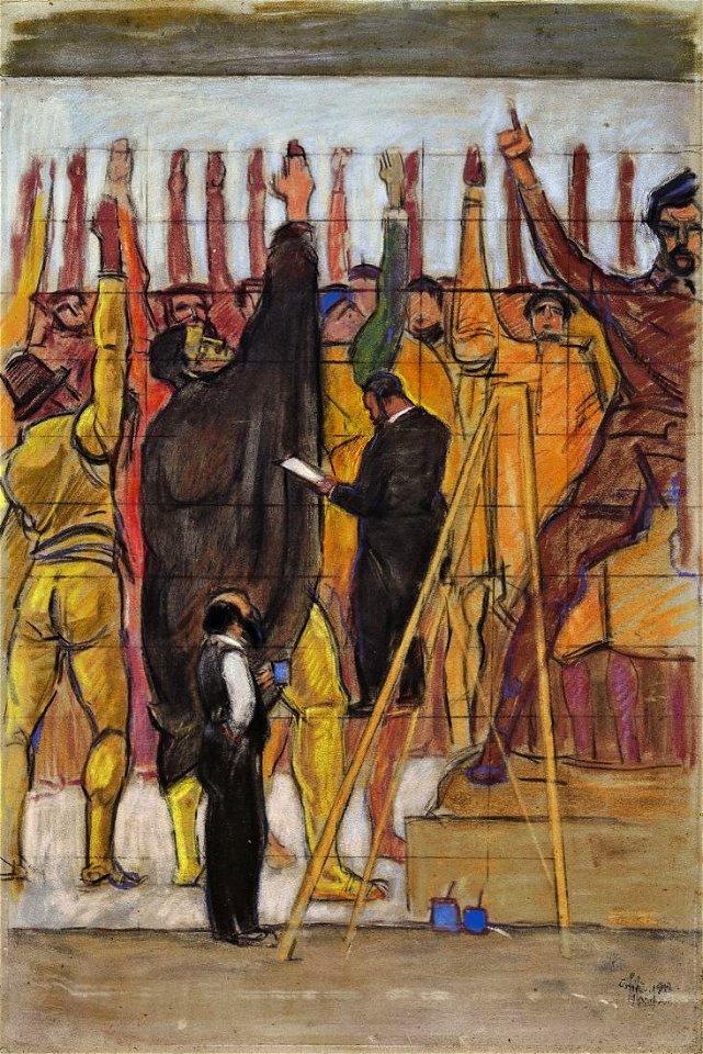 Emil Orlik Ferdinand Hodler bei der Arbeit am Hannoveraner Wandbild