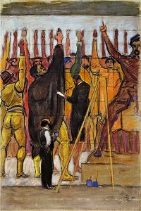 Emil Orlik Ferdinand Hodler bei der Arbeit am Hannoveraner Wandbild