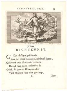 Embleem met allegorie op dichtkunst