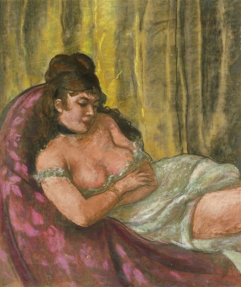 Emil Orlik Liegender Akt auf Chaiselongue