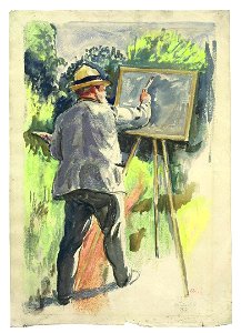 Emil Orlik Max Slevogt an der Staffelei im Garten (Neukastell) 1917