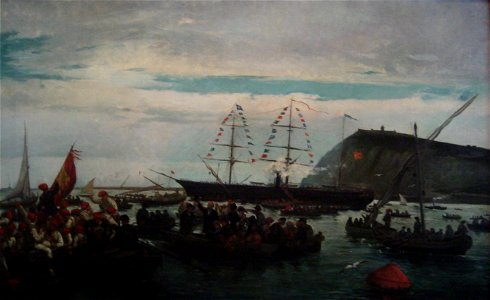 Embarcament dels voluntaris catalans al port de Barcelona