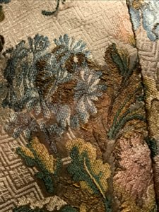 Embroidered flower, French Dress with Watteau Pleat, 1730-1750