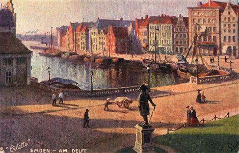 Emden (Ostfriesl.), Niedersachsen - Am Delft (Zeno Ansichtskarten). Free illustration for personal and commercial use.