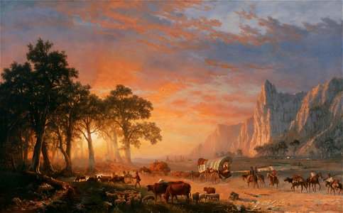 Emigrants Crossing the Plains, or The Oregon Trail (Albert Bierstadt), 1869. Free illustration for personal and commercial use.