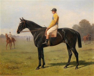 Emil Volkers - Horse with Jockey. Free illustration for personal and commercial use.