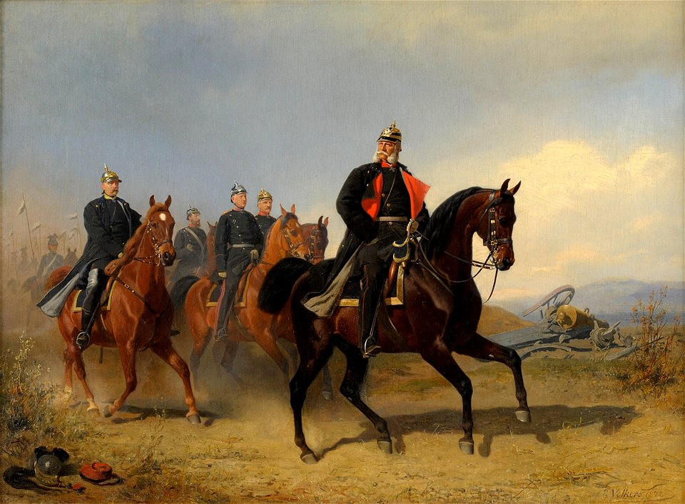 Emil Volkers Wilhelm I auf dem Weg zur Frontinspektion 1872. Free illustration for personal and commercial use.